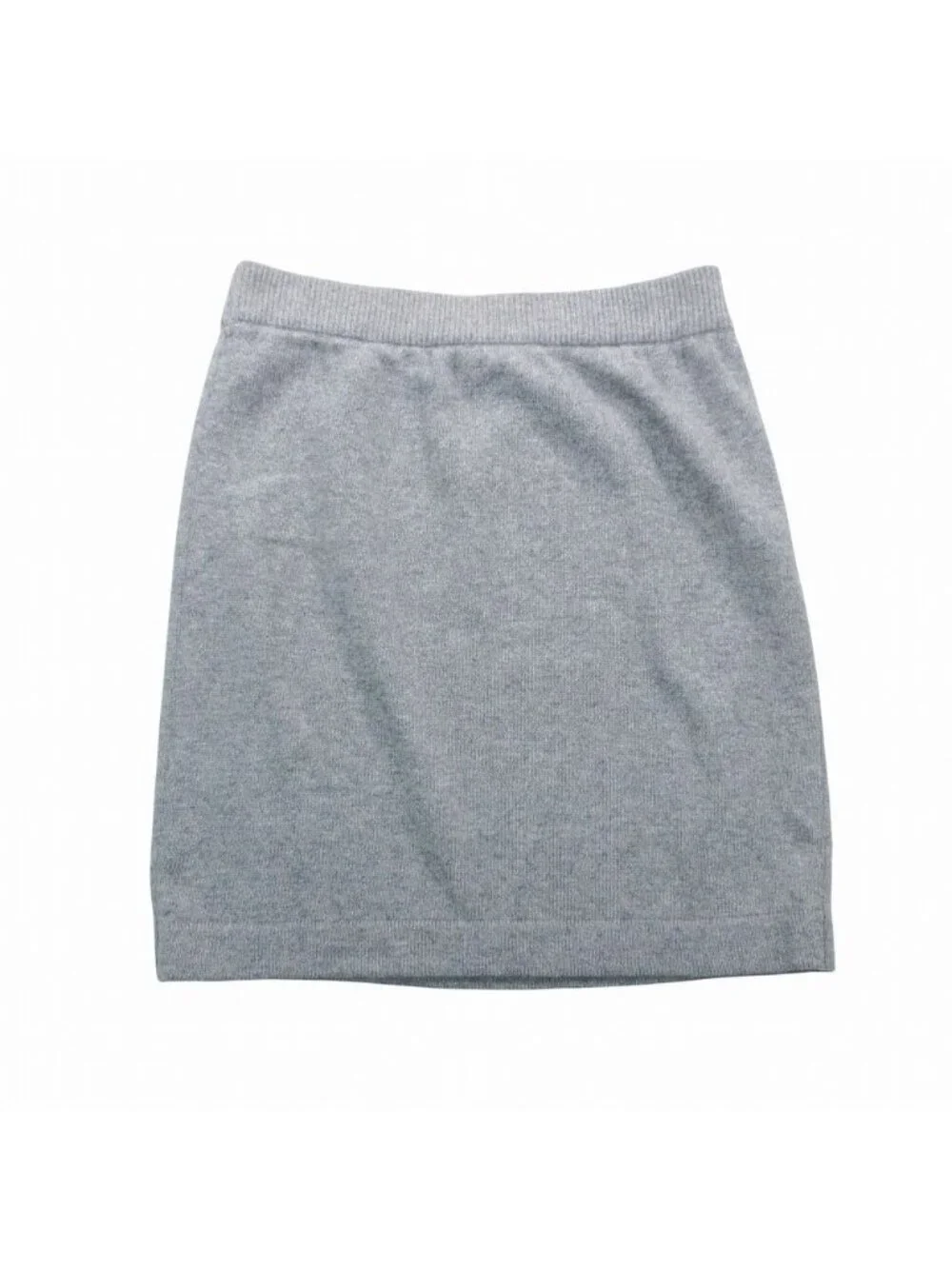 Chanel Vintage Pure Cashmere Knit Tight Skirt Gold Buttons Gray 2